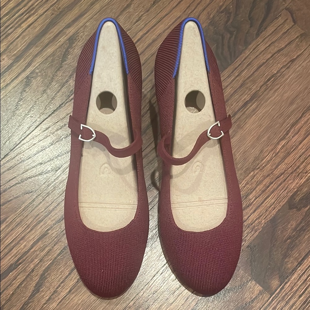 Rothy’s Women's Burgundy Mary Jane Stack Heel